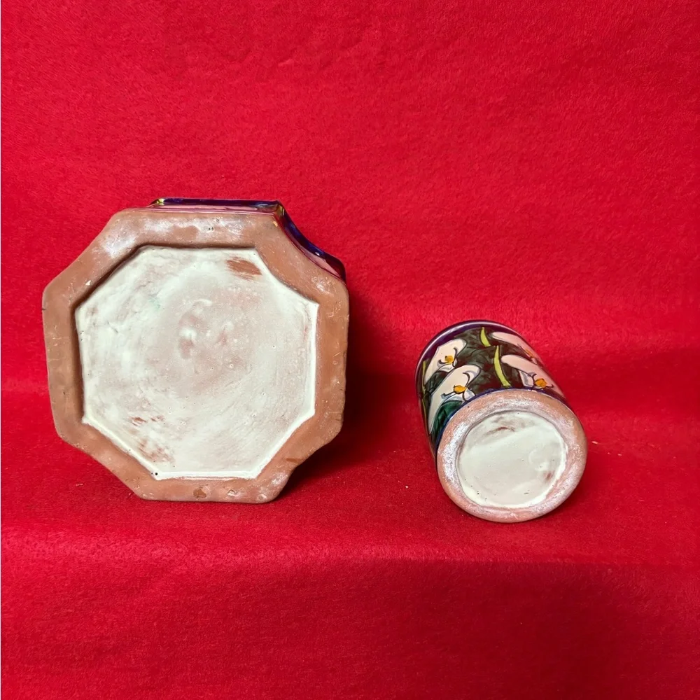 Hand-Painted Ceramic Vase with Floral Design